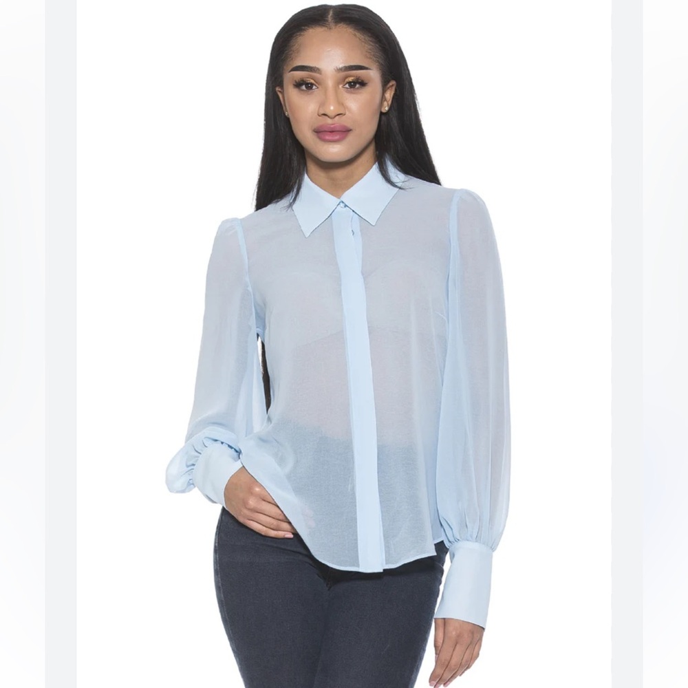 New! Alexia Admor Light Blue Blouse